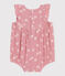 Babies' sleeveless floral print cotton gauze rompers CHARME pink/MARSHMALLOW white