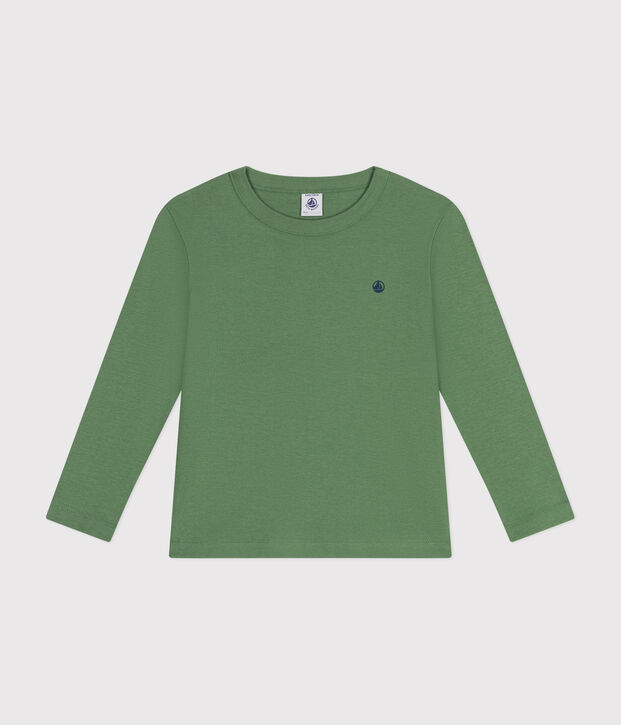 Children's long-sleeved rib knit unisex t-shirt green