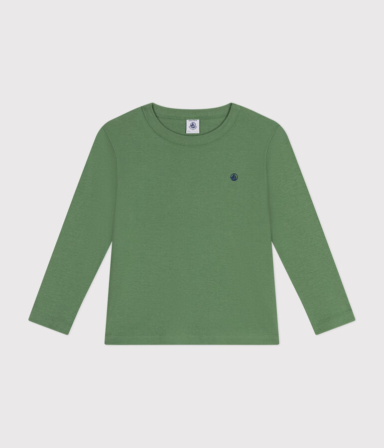 Children's long-sleeved rib knit unisex t-shirt green