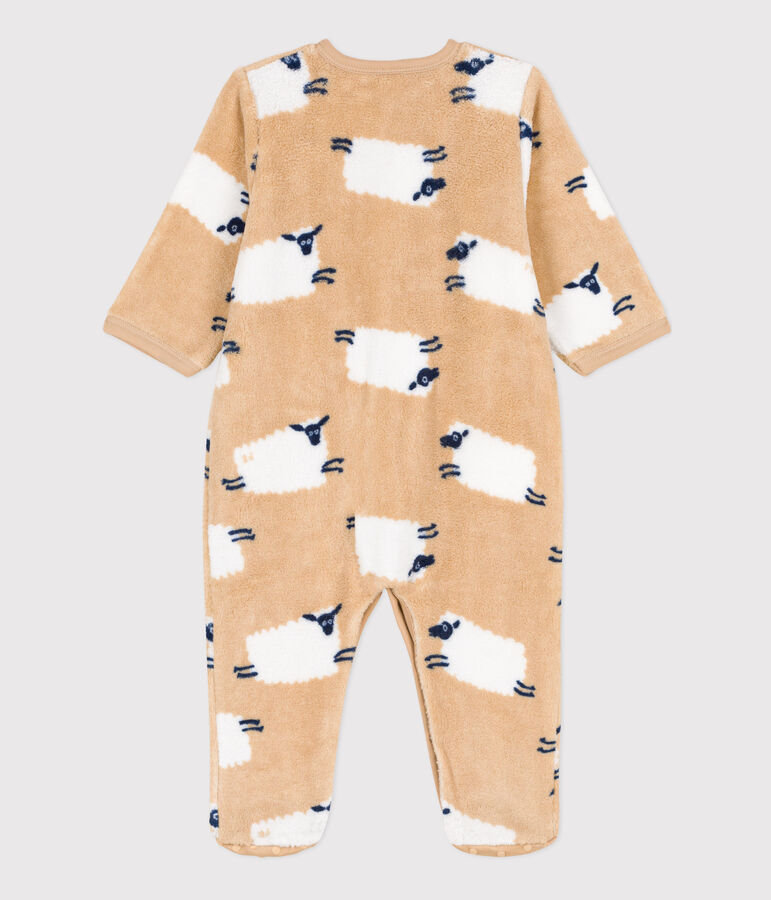 Fleece onesie for baby beige/multicolor