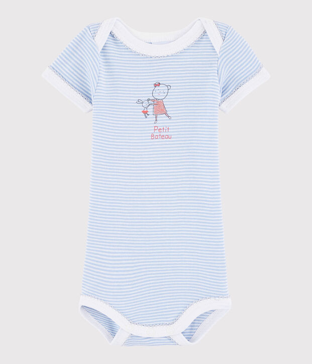 Baby Girls' Short-Sleeved Bodysuit purple/white