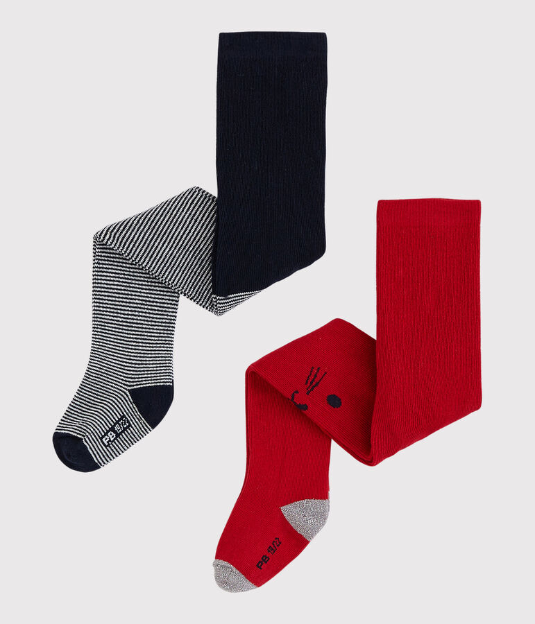 Pack of 2 pairs of baby tights multicolor