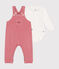 Babies' velour dungaree set ROSEWOOD pink