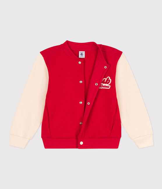 Boys' Fleece Baseball Jacket PEPS red/AVALANCHE white