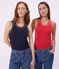Women's plain cotton tank top blue