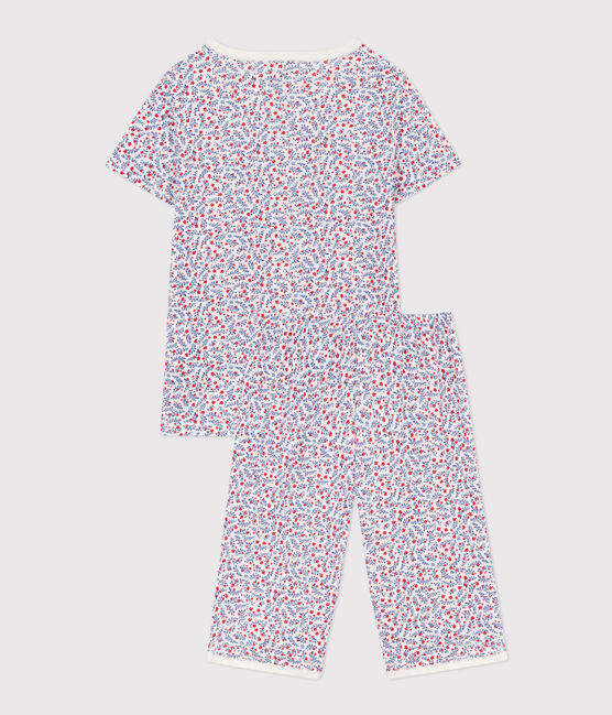 Girls' Floral Cotton Short Pyjamas MARSHMALLOW white/MULTICO white