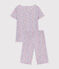 Girls' Floral Cotton Short Pyjamas MARSHMALLOW white/MULTICO white
