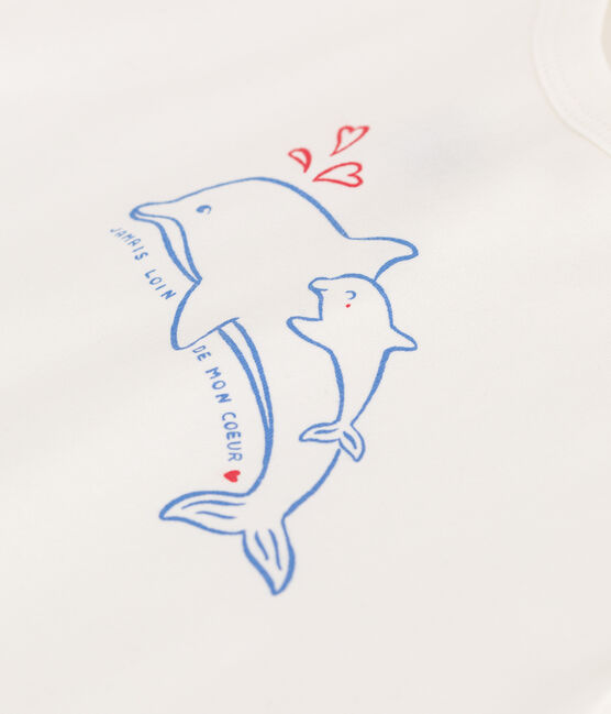 Babies' short-sleeved plain cotton T-shirt MARSHMALLOW white