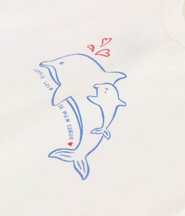 Babies' short-sleeved plain cotton T-shirt white