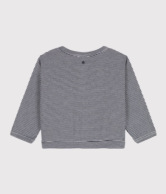Babies' Cotton Cardigan  SMOKING blue/MARSHMALLOW white