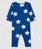 Babies' Blue Ribbed Sleepsuit with Big Stars MAJOR blue/MARSHMALLOW white