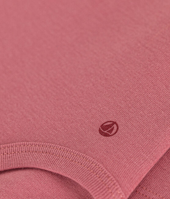 Babies' Long-Sleeved Roll Neck Cotton Bodysuit ROSEWOOD pink