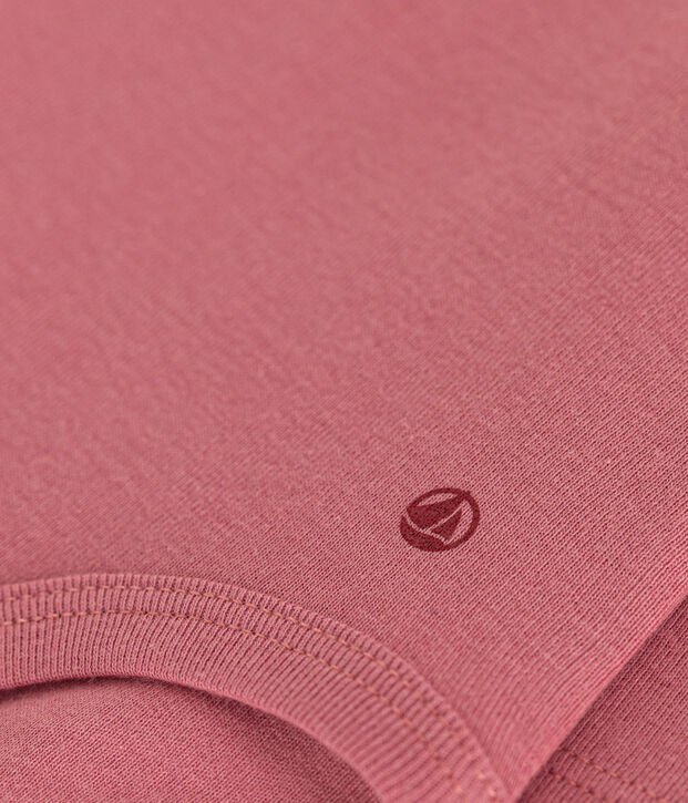 Babies' Long-Sleeved Roll Neck Cotton Bodysuit pink