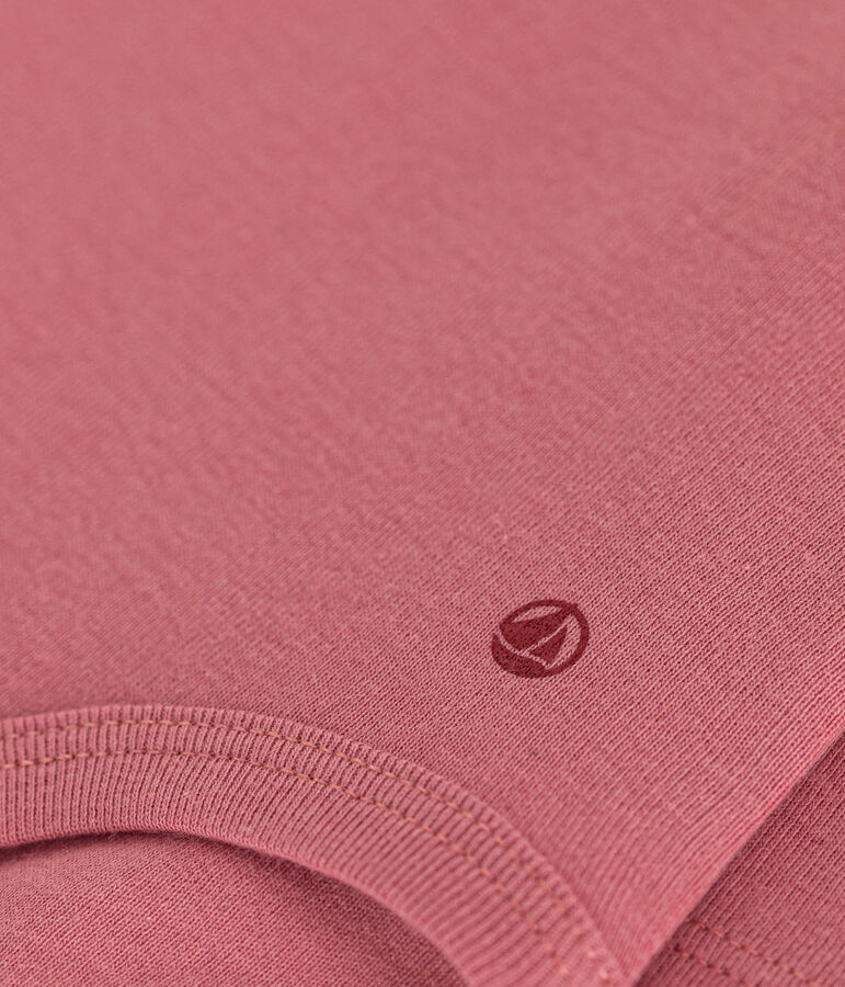 Babies' Long-Sleeved Roll Neck Cotton Bodysuit pink