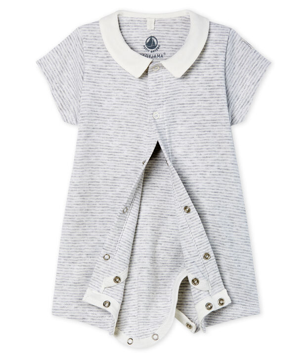 Babies Short Ribbed Bodyjama grey/white