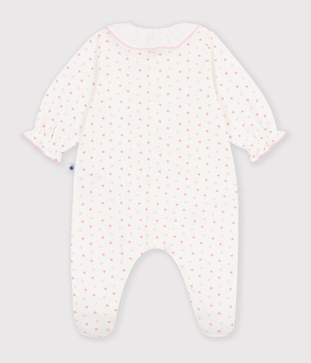 Babies' heart print tube knit pyjama suit white/multicolor