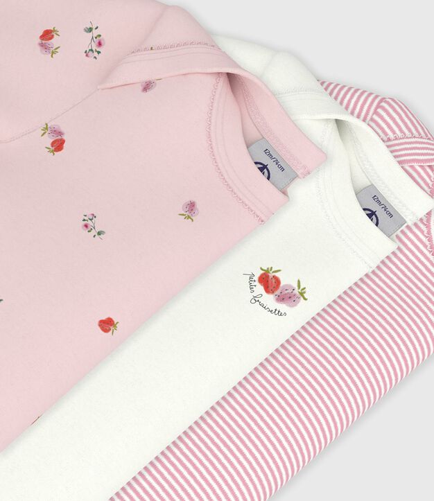 Pack of babies' short-sleeved floral print cotton bodies multicolor