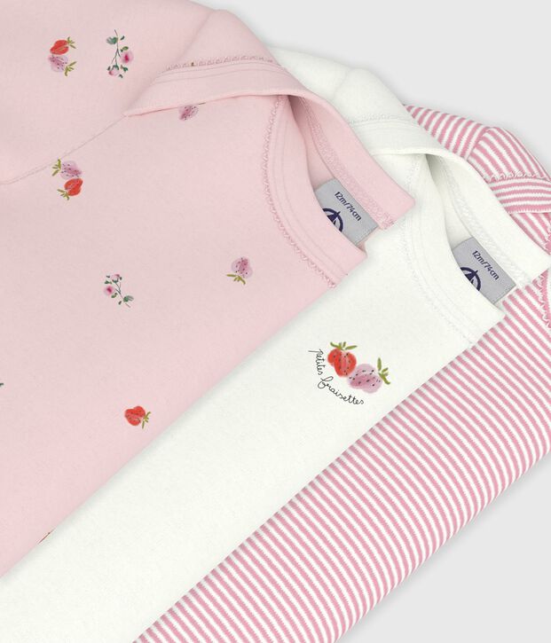Pack of babies' short-sleeved floral print cotton bodies multicolor
