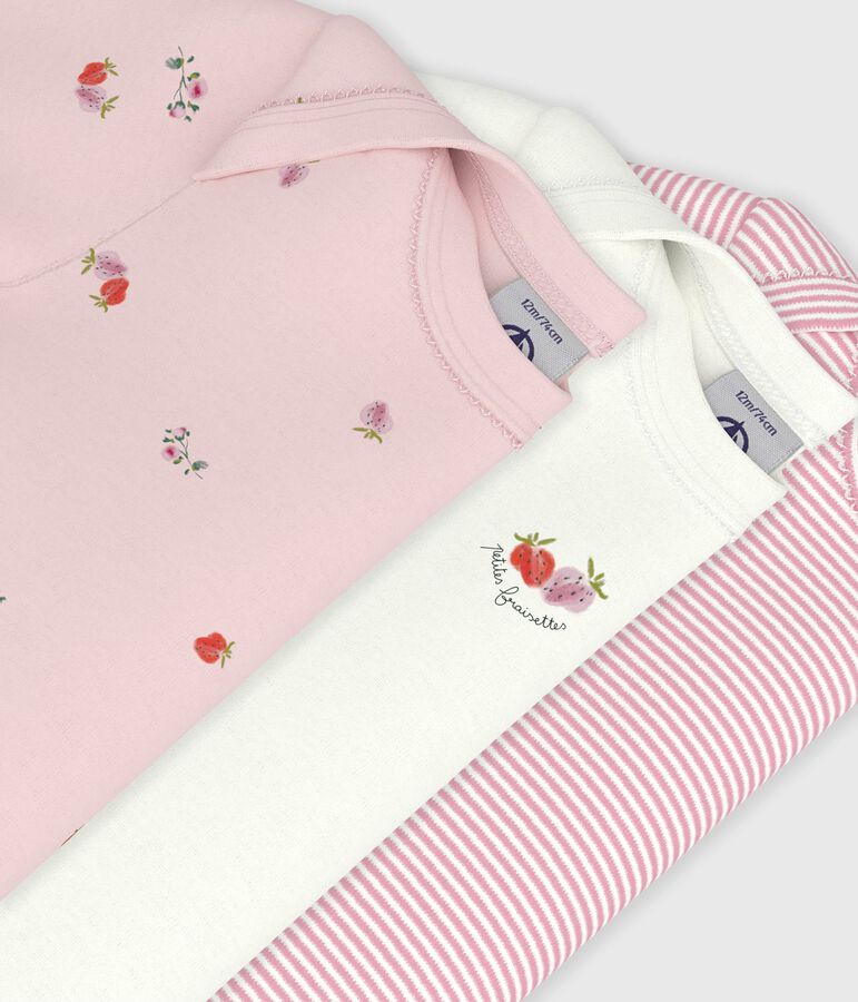Pack of babies' short-sleeved floral print cotton bodies multicolor