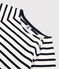 Girls' Short-Sleeved Cotton Dress MARSHMALLOW white/SMOKING blue