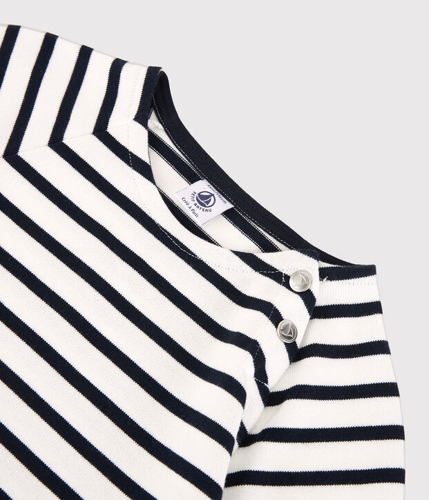 Girls' Short-Sleeved Cotton Dress white/blue