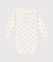 Babies' long-sleeved cotton wrapover bodysuit MARSHMALLOW white/HERBIER