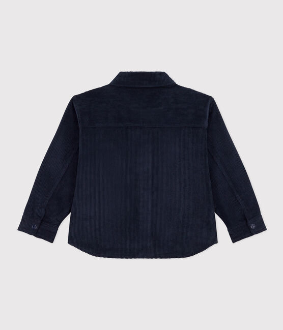 Boys' wide ribbed corduroy overshirt SMOKING blue