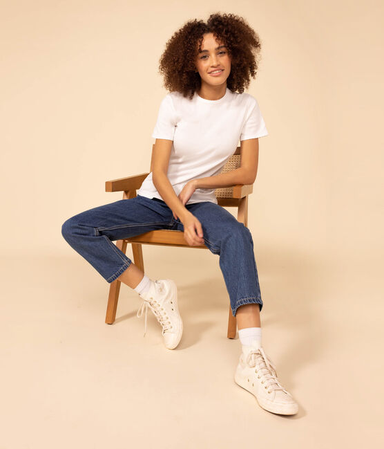 Women's Iconic Cocotte Stitch Cotton T-Shirt ECUME white