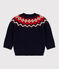 Babies' Wool/Cotton Jacquard Knitted Pullover SMOKING blue/MULTICO white