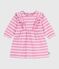 Babies' long-sleeved stripy cotton dress BOUDOIR pink/MILK