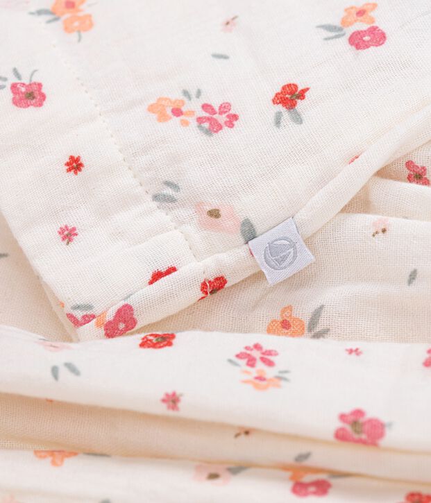 Children's sleeveless dress in printed cotton white/multicolor