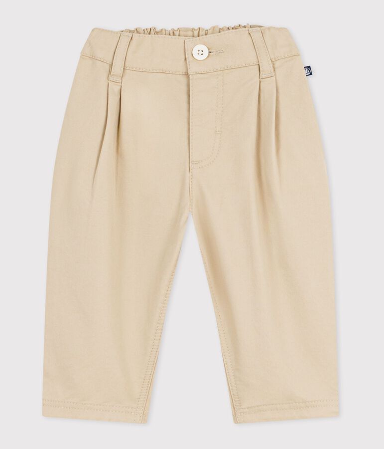 Babies' plain twill trousers beige