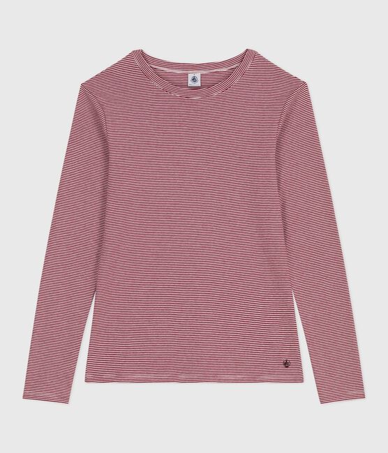 Women's Iconic long-sleeved cotton T-shirt AMARANTE red/MARSHMALLOW