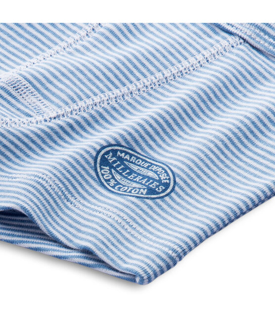 Boxer garçon rayé milleraies ALASKA blue/ECUME white