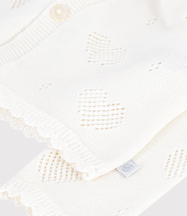 Babies' cotton cardigan with a heart pattern white