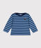 Babies' thick cotton Breton top BEACH blue/MEDIEVAL