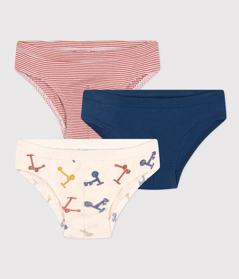 Children's Scooter Design Cotton Briefs - 3-Pack multicolor