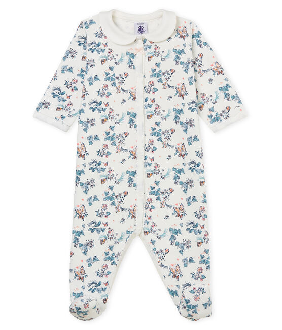Baby Girls' Velour Sleepsuit MARSHMALLOW white/MULTICO white