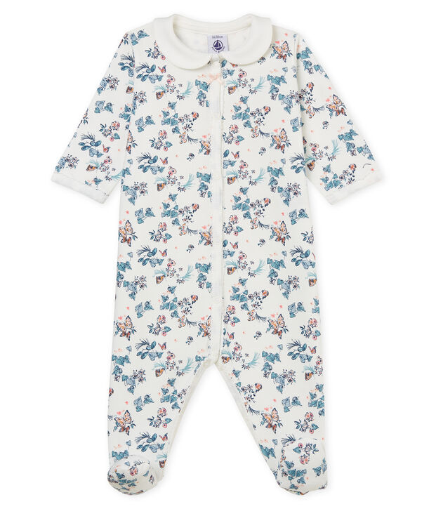 Baby Girls' Velour Sleepsuit white/multicolor