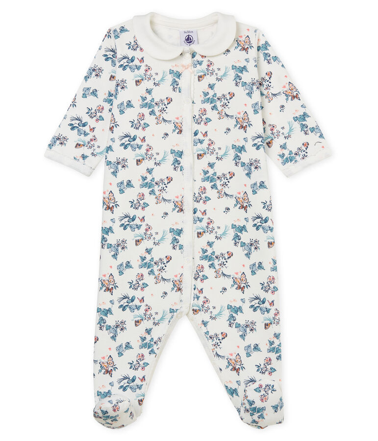 Baby Girls' Velour Sleepsuit white/multicolor