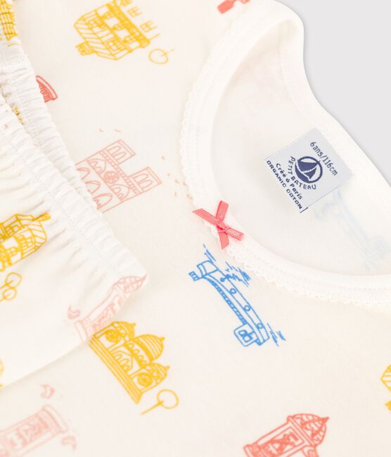 Girls' Paris Cotton Short Pyjamas MARSHMALLOW white/MULTICO white