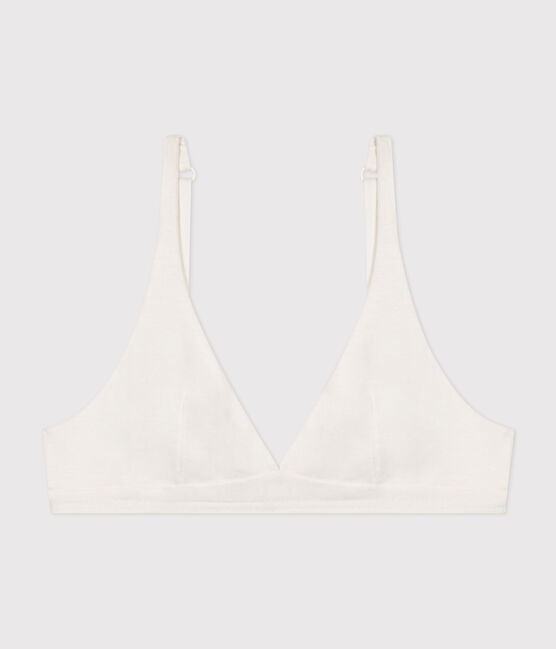 Women's spotted cotton and elastane bra MARSHMALLOW white