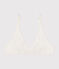 Women's spotted cotton and elastane bra MARSHMALLOW white