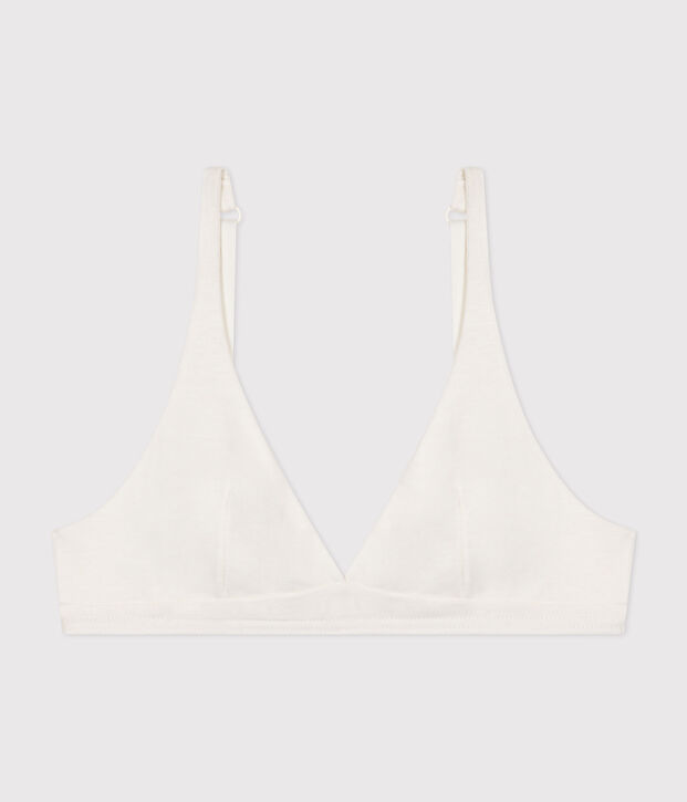 Women's spotted cotton and elastane bra white