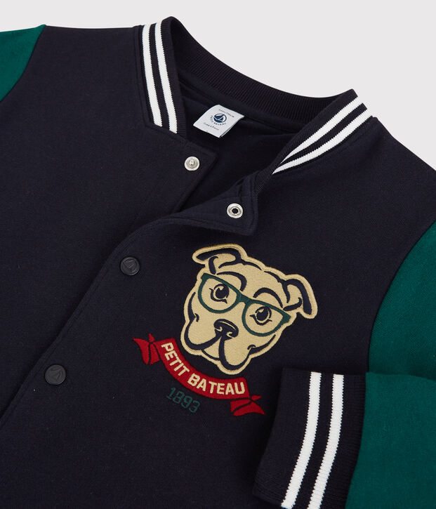 Boys' Fleece Baseball Jacket blue/green