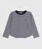 Children's long-sleeved stripy cotton T-shirt SOIR blue/MILK