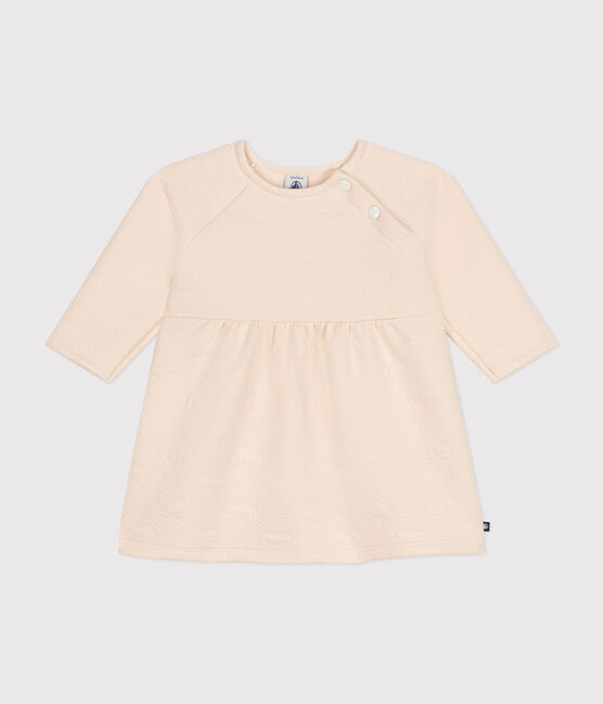 Babies' long-sleeved quilted tube knit dress AVALANCHE Ecru