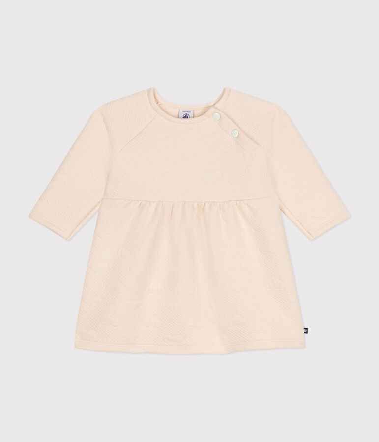 Babies' long-sleeved quilted tube knit dress AVALANCHE Ecru