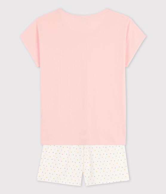 Girls' Pink Organic Cotton Short Pyjamas MINOIS pink/MULTICO white