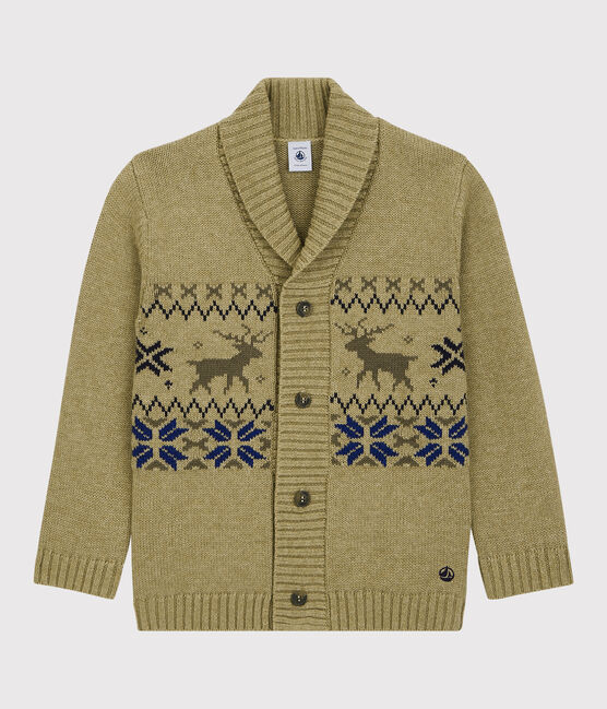 Boys' Wool/Cotton Cardigan JERRYCAN MOULINE /MULTICO